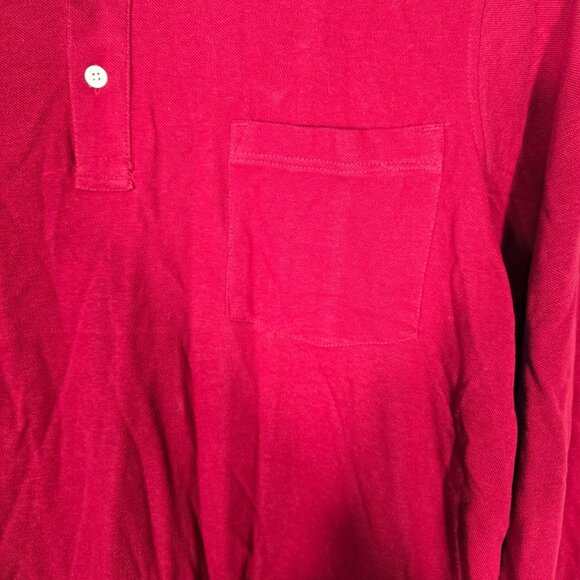 King Size 2XL Big Polo Shirt Long Sleeve Maroon Cotton - Picture 5 of 5
